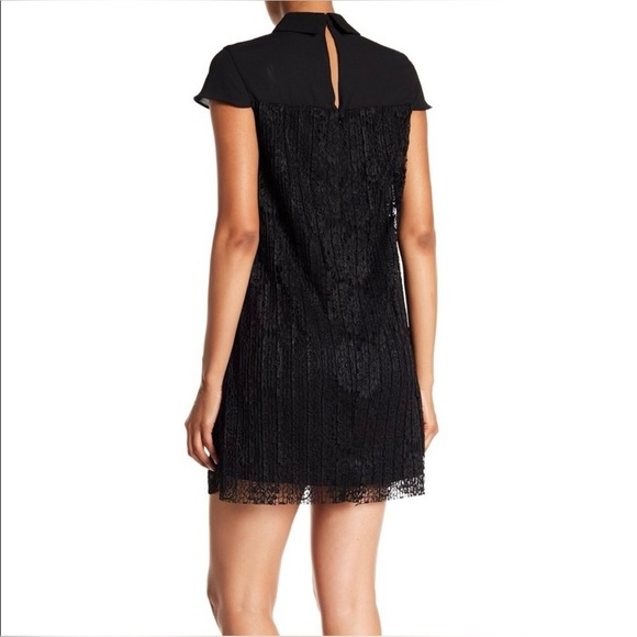 Nanette Lepore Collared Lace overlay A-line Dress Black Sz.8 - Picture 2 of 7